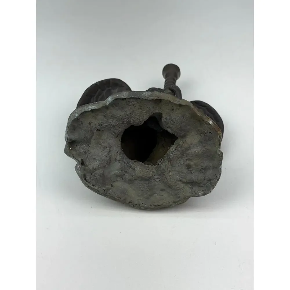 Everhart Patinated Angel Candle Holder Signed Empire Bronze Sculpture Statue